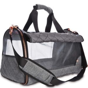 Gray quilted Dog carrier